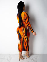 Deep V Neck Gradient Color Maxi Dress